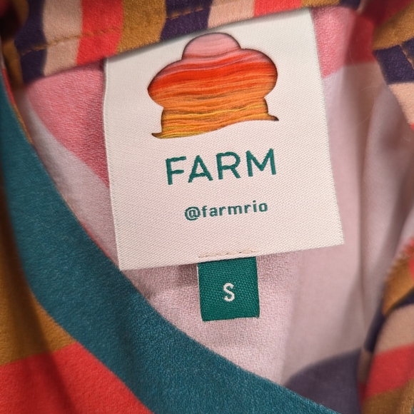 Farm Rio Amanda Rainbow Striped Mini Wrap Keyhole Dress Size Small - Picture 5 of 14